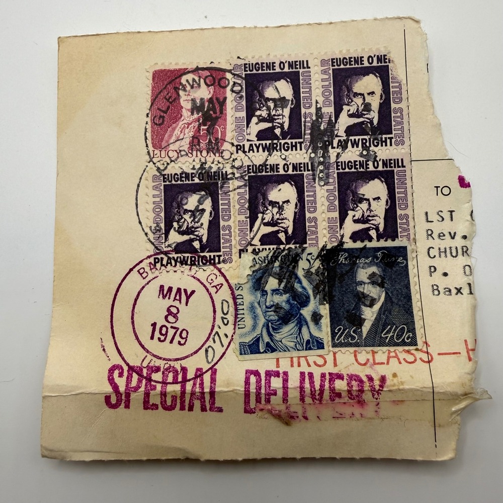 Vintage 1979 Special Delivery Envelope Fragment US Eugene O'Neill $1 Stone Paine